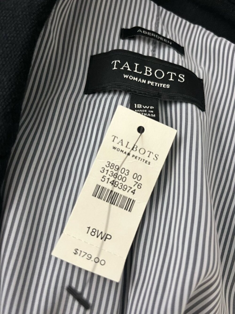 Talbots Women's 18WP Blazer Black White Aberdeen Office Career Academia Preppy - Picture 4 of 7